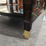 Classic Square Coffee Table with Burl Wood Veneer and Open Shelf Design